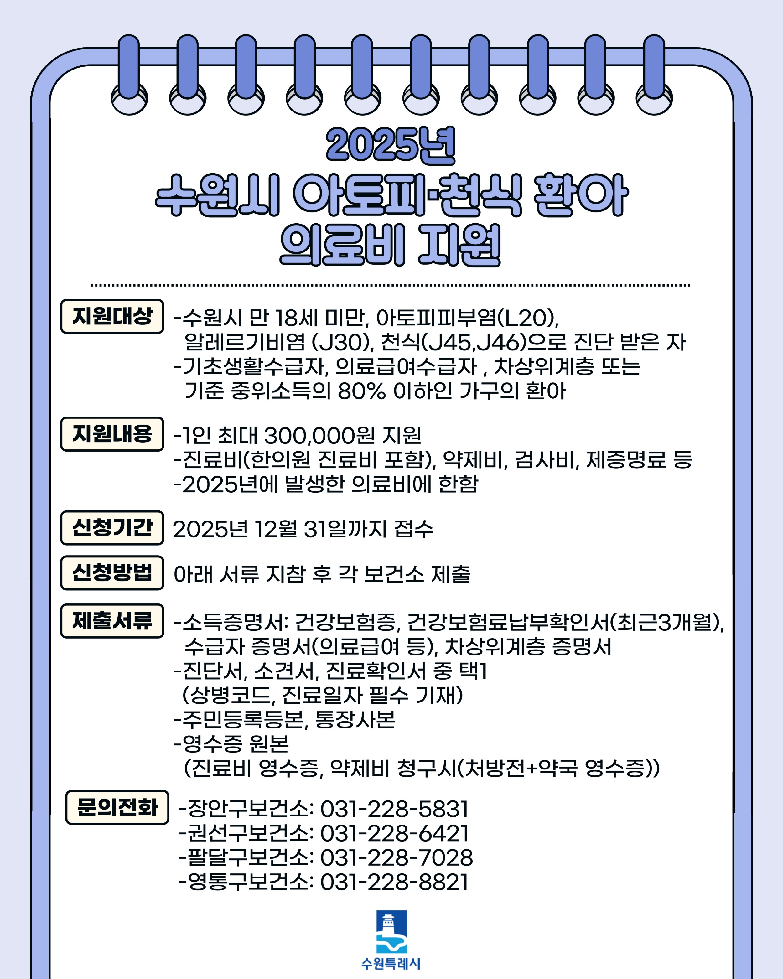 [홍보] 2025년 수원시 아토피·천식 환아 의료비 지원 안내.jpg